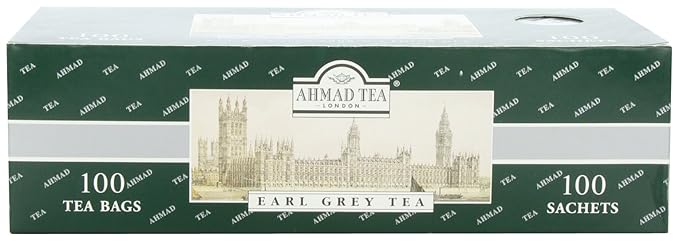 Ahmad Tea Earl Grey Tea, 100 Paper Enveloped Teabags (Pack of 1) - Bloomnest