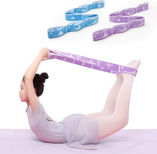 2-Pack Adjustable Kids Dance Stretch Bands - 8-Loop Elastic Bands for Ballet, Latin, Yoga, Gymnastics & Stretching - Flexible, Multi-Section Design for Dance Training & Flexibility - Bloomnest