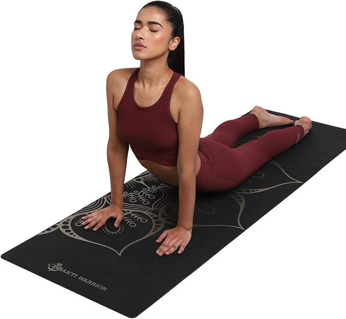 Shakti Warrior Shanti PU Yoga mat - Artist Designed, Premium eco friendly mats, Non Slip, Non Toxic, Great for Regular & Hot Yoga, Pilates and Work out (72 inch x 28 inch x 5mm Thick)k out (72 inch x 28 inch x 5mm Thick)