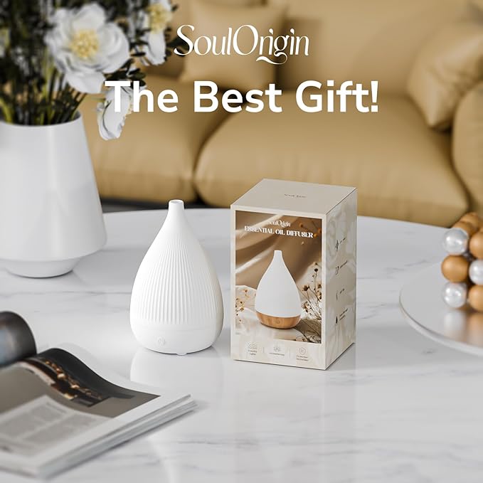 Ultrasonic Essential Oil Diffuser, Home Fragrance Aroma Diffuser with Auto Shut-Off, Color Change Night Light & Ultra-Quiet Operation, BPA-Free Portable Aromatherapy Humidifier for Home (White-2) - Bloomnest