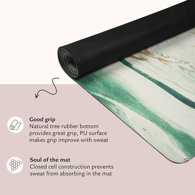 Shakti Warrior Shanti PU Yoga mat - Artist Designed, Premium eco friendly mats, Non Slip, Non Toxic, Great for Regular & Hot Yoga, Pilates and Work out (72 inch x 28 inch x 5mm Thick)k out (72 inch x 28 inch x 5mm Thick)