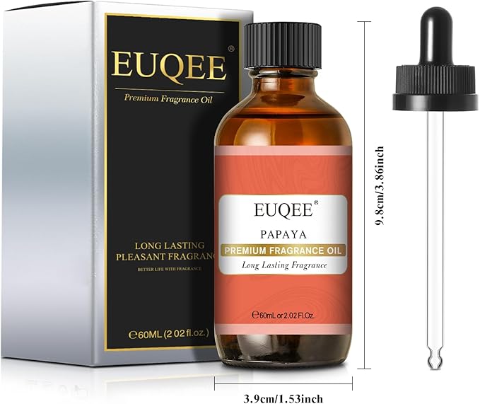 EUQEE Papaya Fragrance Oil, Premium Fragrance Essential Oil with Glass Dropper for Aromatherapy, Soap Candle Making - 2.02 Fl oz/ 60ml - Bloomnest