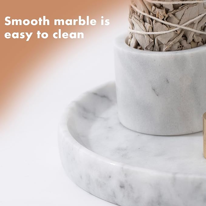 4 in 1 Marble Incense Holder, Natural Marble Incense Burner for Meditation, 9 Incense Holes Suitable for Most Incense Types (White) - Bloomnest