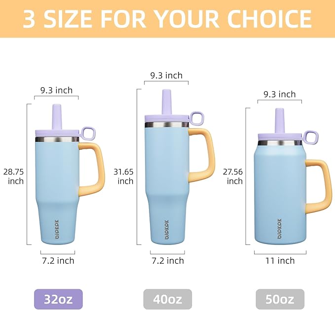 BJPKPK 32oz Stainless Steel Insulated Tumbler with Handle and Straw Travel Coffee Mug Thermal Cups with Lid,Blue - Bloomnest