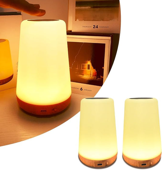 TLAOTNIY Baby Night Light, Dimmable Touch Lamp for Nursery, Portable Rechargeable Bedside Table Lamp for Bedroom, 13 RGB Colors 5 Brightness, Night Lamp for Kids Living Room Bathroom Hallway (D-2pack) - Bloomnest