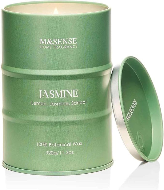 M&SENSE Jasmine Scented Candles Natural Non Toxic, Aromatherapy Candle for Stress Relief Meditation Relaxing, Housewarming Gifts for Women Men, 11.3oz 70 Hour Long Burning - Bloomnest