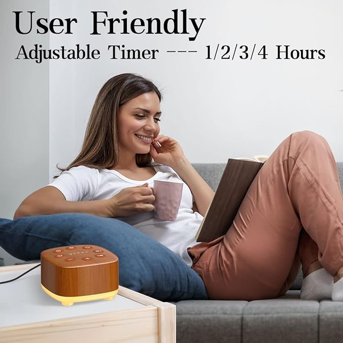 Meditation White Noise Machine Sound Machine 30 Soothing Sounds 12 Night Light 5 Auto-Off Timer Portable Sleep Machine for Travel Powered by AC or USB Sleep Therapy for Baby Kids Adults (Wood Grain) - Bloomnest