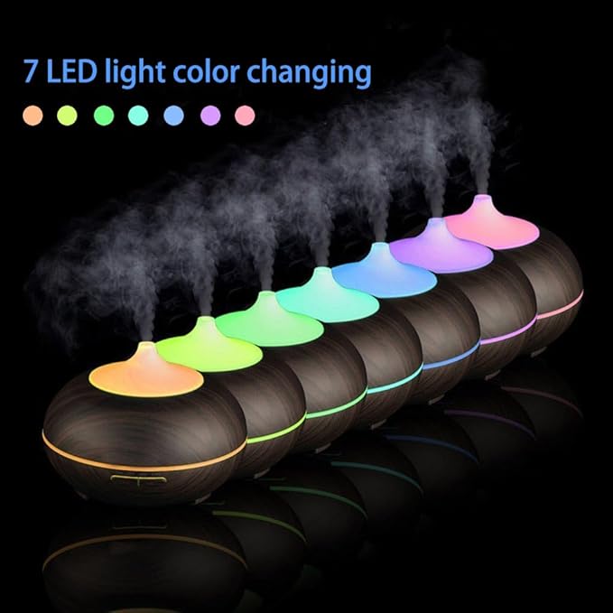 550ml Large Capacity Essential Oil Diffuser with 6 Essential Oil Set, Aromatherapy Ultrasonic Air Humidifier with Timer Setting, 7 Color LED Night Light and Waterless Auto-Off Functions for Home, Spa - Bloomnest