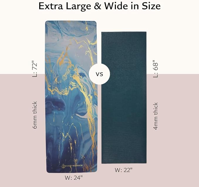 Shakti Warrior TPE Yoga Mat - Artist Designed, Premium eco friendly mats, Non Slip, Non toxic, Great For Regular & Hot Yoga, Pilates and Workouts (72 inch x 24 inch x 6mm thick)
