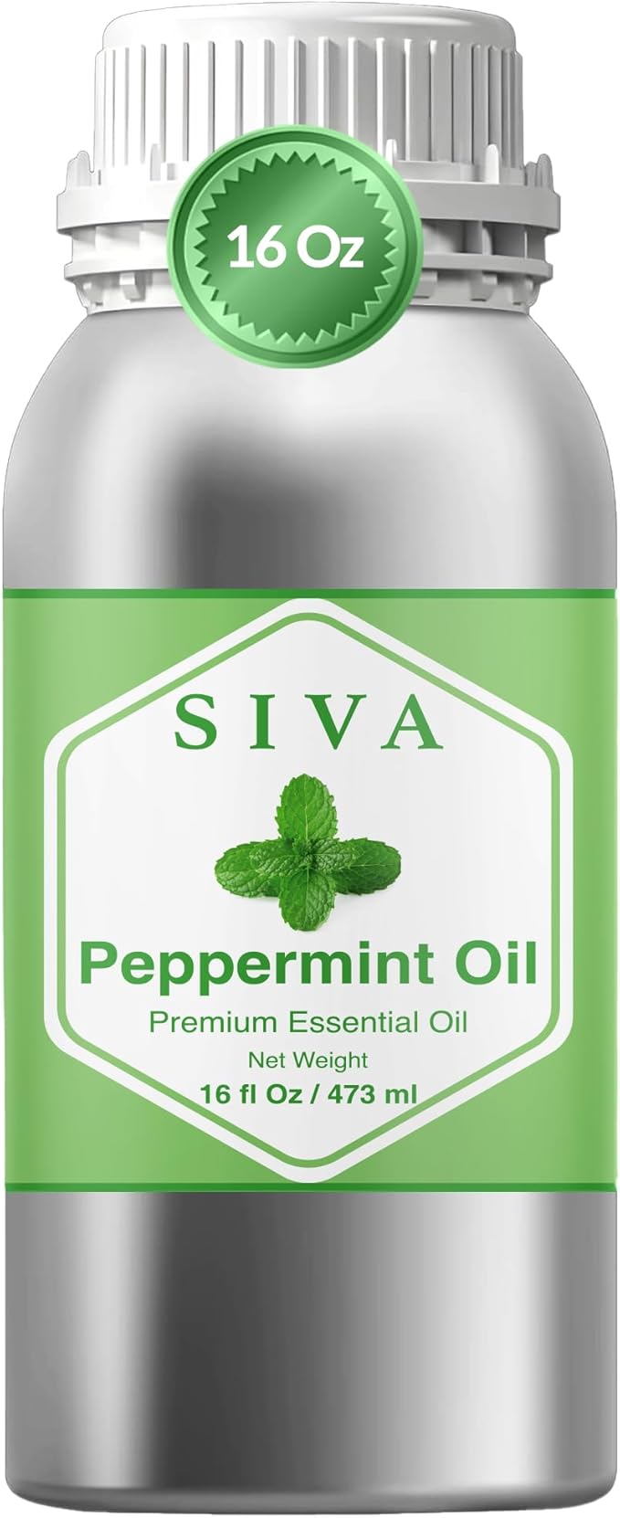 Siva Peppermint Essential Oil - 16 Fl Oz – 100% Natural Peppermint Oil - for Diffuser, Face, Skin Care, Aromatherapy, Hair Care, Scalp and Body Massage SIVAOrganics