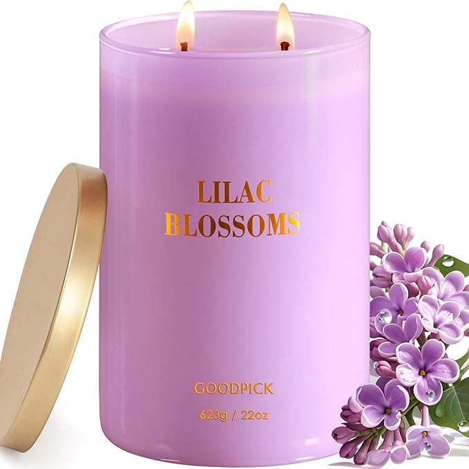 Goodpick Lilac Scented Candle, Mothers Day Soy Wax Candle, 22oz Long Burning 120H for Home Scented, Gifts for Women - Bloomnest