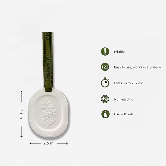Essential Oil Diffuser, 3pcs Plaster Passive Essential Oil Diffuser for Armoire, Cars, Bathroom Etc. Non-Electric, BatteryFree, Improves Sleep, and Relieves Stress, Sage Green - Bloomnest