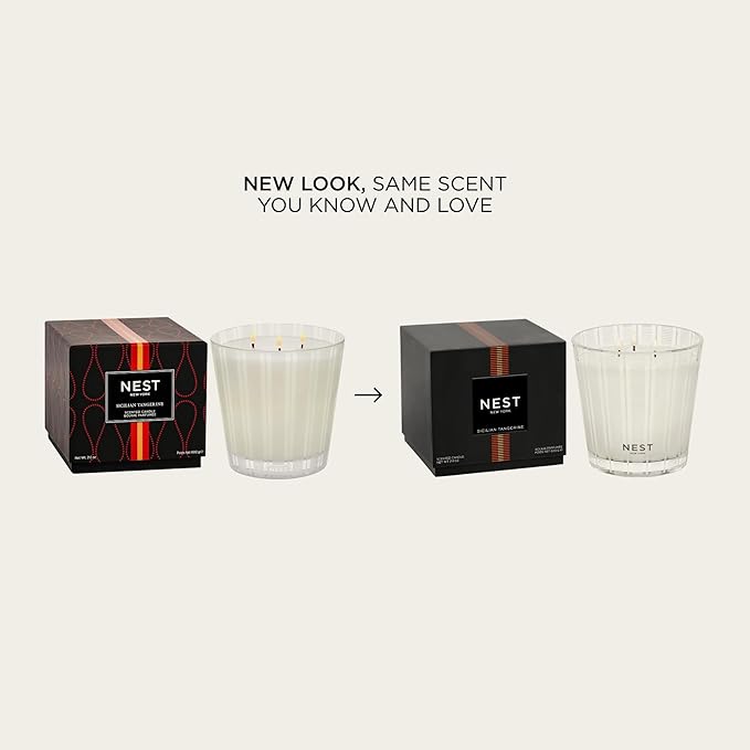 NEST New York Scented 3-Wick Candle, Sicilian Tangerine - 21.2 oz - Up to 100-Hour Burn Time - Reusable Glass Vessel - Bloomnest