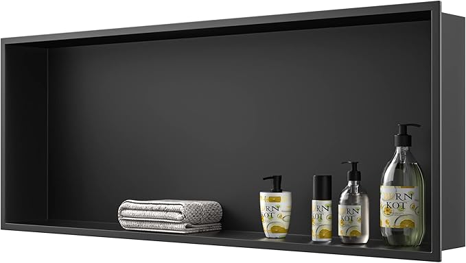Stainless Steel Shower Niche 36" X 12" Matte Black No Tile Needed Horizontal Niche Shower Recessed Wall Niches for Bathroom Storage Over Mount Installation - Bloomnest
