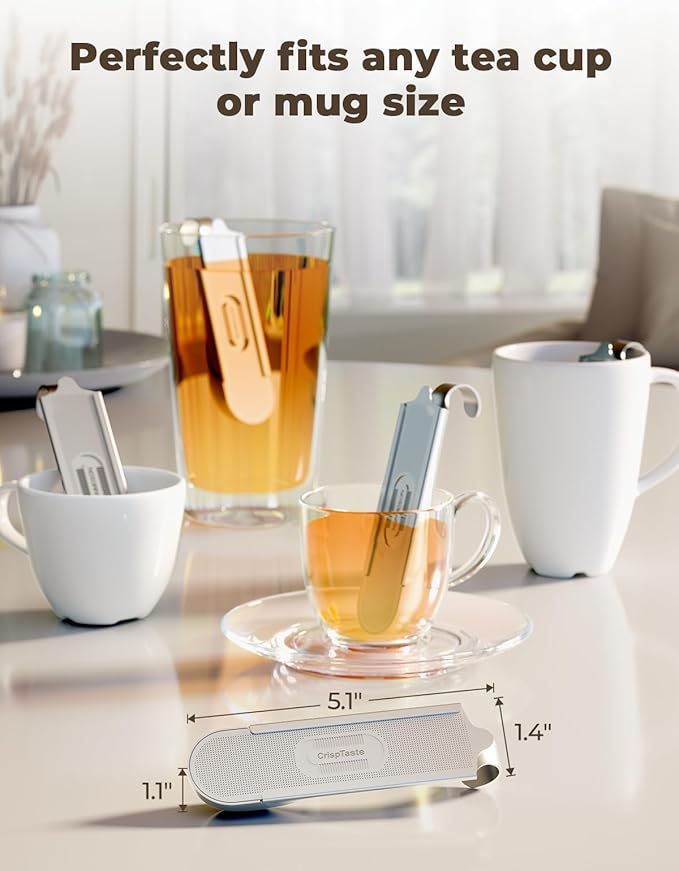 Tea Infuser for Loose Leaf Tea, 2-in-1 Tea Filter & Scoop Fine Mesh Tea Strainers for Loose Tea Single Cup, 304 Stainless Steel Loose Leaf Tea Steeper Tea Diffusers for Loose Tea