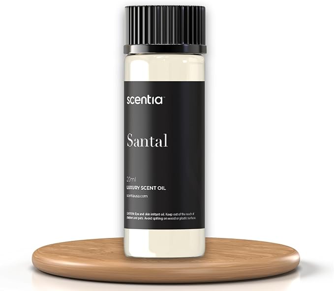 Santal Diffuser Oil – Premium 20ml Santal-Inspired Blend – Sandalwood, Amber, Musk, Cedar, Cardamom – Luxury Fragrance Oil for Ultrasonic & Waterless Diffusers – Made in USA Scentia
