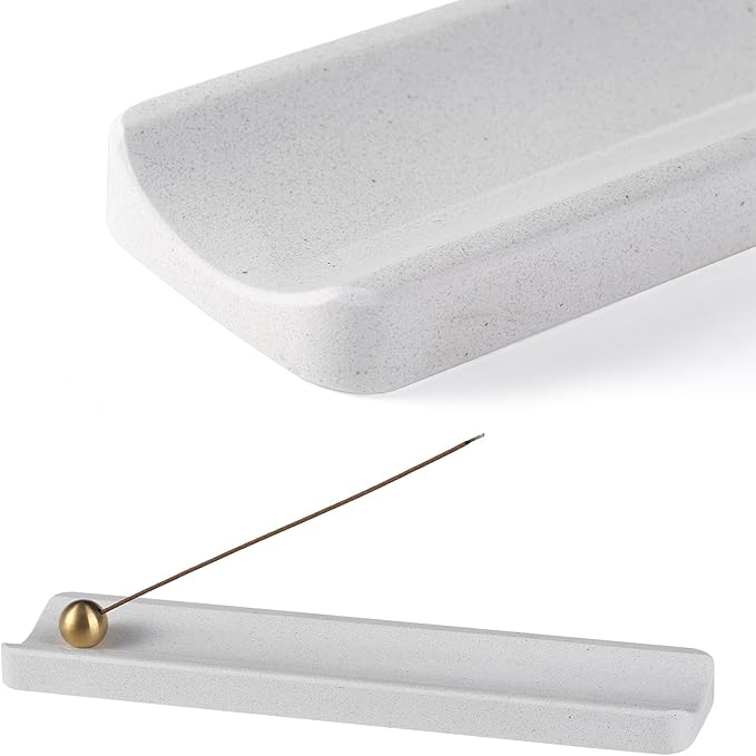 Koville Italian Quarella Engineered Marble Incense Holder, Incense Holders for Sticks, Sturdy Incense Burner Ideal for Meditation and Relaxing, Easy to Clean(Ariete Quarella) - Bloomnest