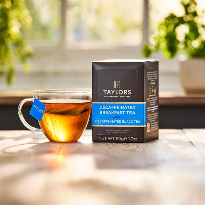 Taylors of Harrogate Decaffeinated Breakfast, Black Tea, Individually Wrapped Bags, 20 Count (Pack of 6), Rich, Bright & Balanced, Decaffeinated, Enjoy Hot or Iced, 120 Teabags Total - Bloomnest