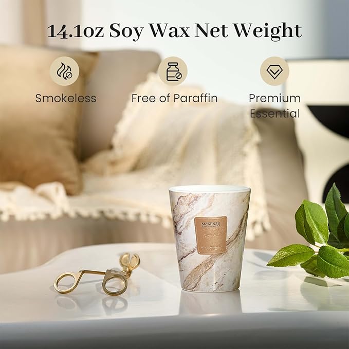M&SENSE NoirAir Scented Candles for Home, Lead-Free Wick Highly Scented Jar Candles, 14.1 Oz 80 Hours Lasting Burning Candles Gifts for Women, Relaxing Aromatherapy Candle for Stress Relief - Bloomnest