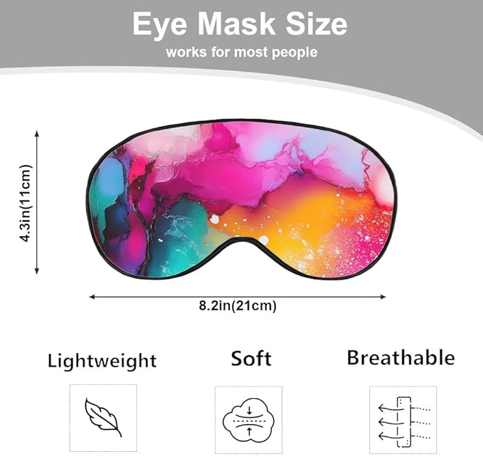 Abstract Marble Silk Eye Mask Sleep Mask Fluid Colorful Painting Artwork Texture Eye Mask with Adjustable Strap Lightweight for Women Work Travel Night Sleep - Bloomnest