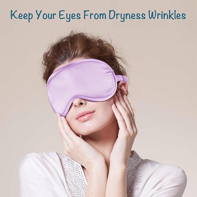 LULUSILK 100% Mulberry Silk Sleep Mask, Lavender Silk Eye Cover for Sleeping, Pack of 1 - Bloomnest
