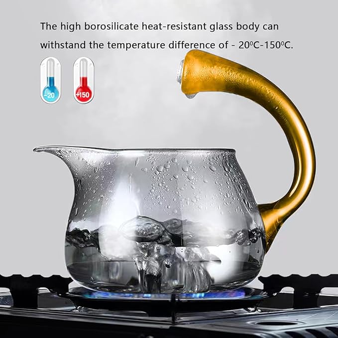 Lazy Kungfu Drip TeaPot, Heat Resistant Tea Set, Semi-Automatic Glass Teapot Suit for Magnetic Water Flow Wooden Glass Teapot Set - Bloomnest