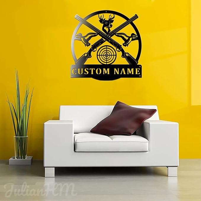 Lovely POD Personalized Hunting Metal sign, Hunting Art, Custom Sport Hunting Monogram Metal Wall Art With Led Lights, Personalized Hunter Name Sign Decoration, Hunting Gift Home Decor, Design 17 - Bloomnest