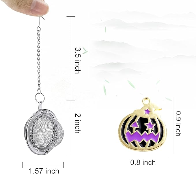Halloween Stainless Steel Mesh Tea Infuser, 2.1 inch Tea Ball with Pumpkin Ornaments Tea Strainer Tea Diffuser Tea Steeper for Filtering Tea,Tea Infusers for Loose Tea (Halloween Pumpkin, 2PC) - Bloomnest