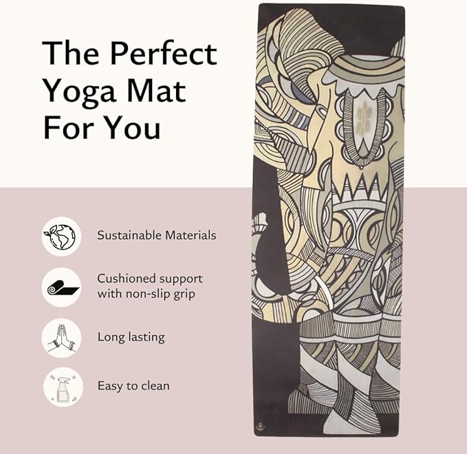 Shakti Warrior Suede yoga mat - Premium Printed Natural Eco-friendly Non-Slip Mat Great for Hot Yoga, Pilates, Workouts (72 inch x 24 inch x 3mm thick) - Bloomnest