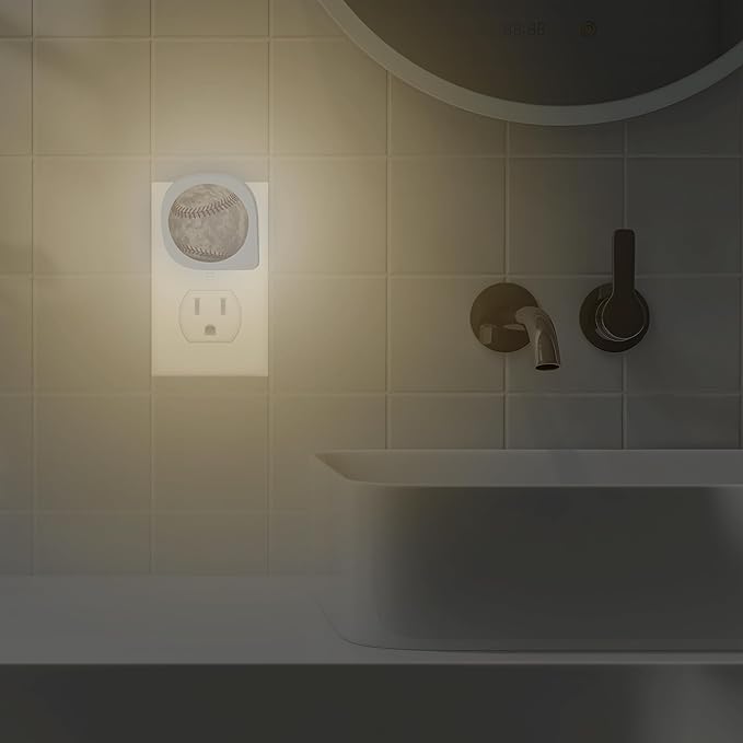 Baseball Night Light, Ball Game Sports American Night Lights Plug into Wall Decor,Dusk to Dawn Sensor Lamp for Bedroom Bathroom Kitchen Hallway Stairway Home Decoration - Bloomnest