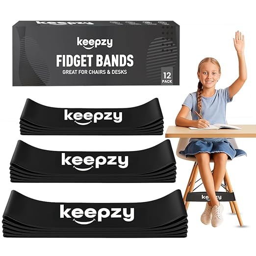12 Pack Chair Bands, Anti Slip Chair Bands for Kids with Fidgety Feet, ADHD Chair Bands for Classroom, Desk Bands for Student Desks, Sensory Chair Rubber Bands - Bloomnest