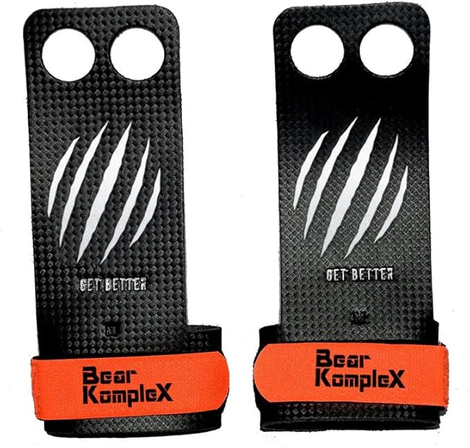 Bear KompleX 2-3 Hole Carbon Hand Grips for Weight Lifting, Cross Training and Gymnastics, Durable Workout Grips with Wrist Wraps, Comfortable Lifting Straps & Workout for Gymnastic Bars - Bloomnest