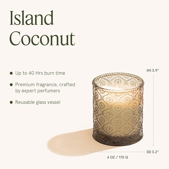 LA JOLIE MUSE Island Coconut Scented Candle – Coconut, Peach & Vanilla | 6oz Luxury Soy Candle | 40 Hours Clean Burn| Gift-Ready for Hosts & Gatherings | Elegant Home Décor - Bloomnest
