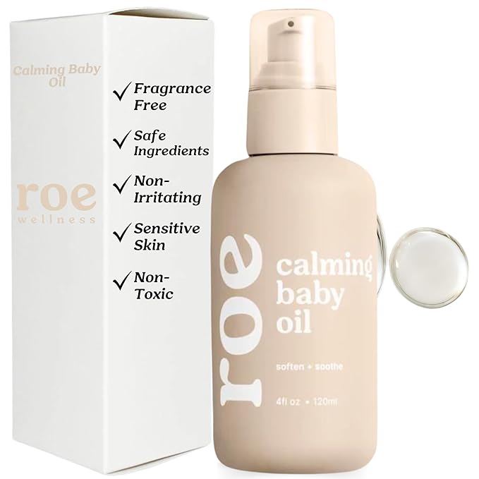 Roe Wellness Baby Oil Calming & Soothes, Hydrates Rough and Irritated Skin | All Natural Non-Greasy Hydrating Baby Oil | Moisturize Full Body (Calming Baby Oil) - Bloomnest