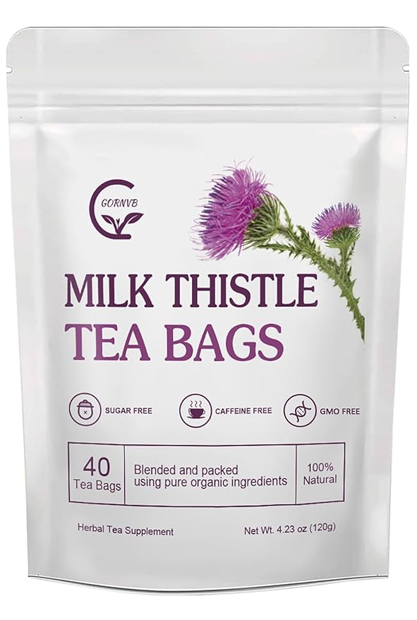 Organic Milk Thistle Tea Bags, 40 Teabags, 3g/Bag - Supports Liver Function, Liver Detox and Overall Health, Certified Free - Bloomnest