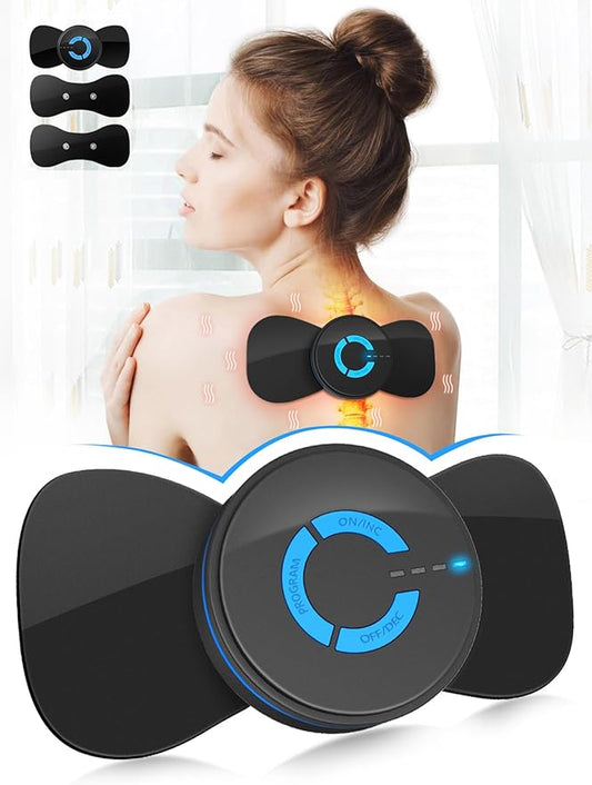 Tens Black Unit with 2 Pads,EMS Microcurrent Mini Massager Machine,Low Frequency Multi Function Physiotherapy Instrument Muscle Stimulator,Full Body Pain Relief Therapy Device Pawfan