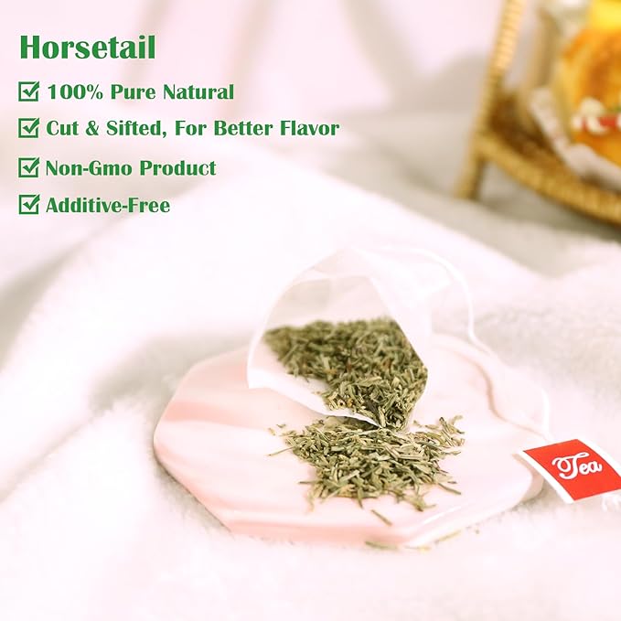 TEARELAE - Premium Horsetail Tea Bags - 1.5g x 40 Count - Natural Dried Horsetail Herb - Cola De Caballo Hierba - Non-GMO - Caffeine-free - Support Nail Health & Hair Growth - Bloomnest