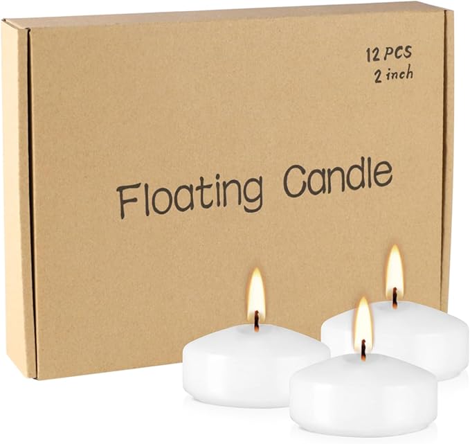 12 White Floating Candles, 2 Inch - Unscented, Perfect for Thanksgiving, Christmas & Gifts - Bloomnest