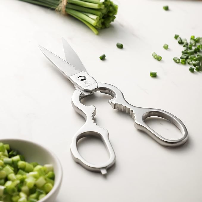 Sunnecko Heavy Duty Kitchen Scissors - Stainless Steel Kitchen Shears, Ultra Sharp Micro Serrated Poultry Shears, Cooking Scissors for Meat, Dishwasher Safe - Bloomnest