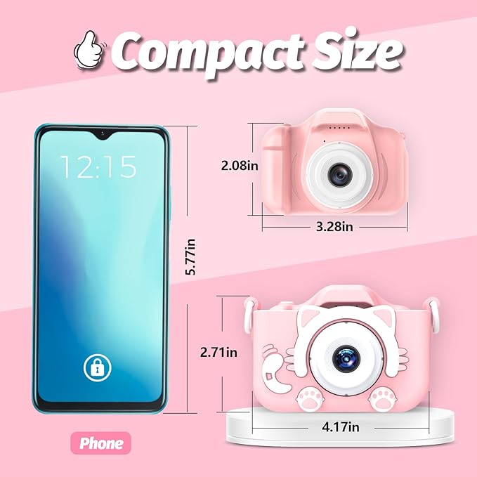 Goopow Kids Camera Toys for 3-8 Year Old Girls Boys,Children Digital Video Camcorder Camera with Cartoon Soft Cover, Best Chritmas Birthday Festival Gift for Kids - 32G SD Card Included - Bloomnest
