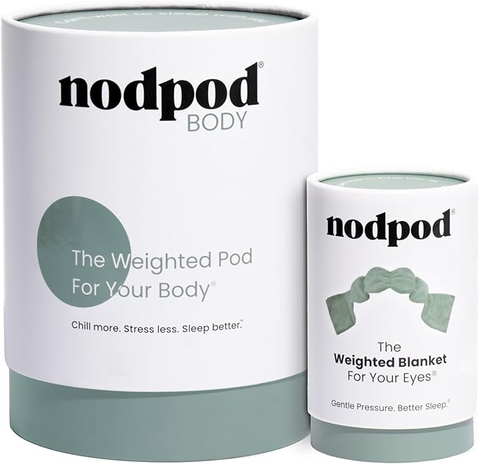 Nodpod Weighted Blanket & Sleep Mask Bundle – Ultra-Soft Body Blanket with Glass Beads + Light-Blocking Eye Mask – Relaxation, Comfort, Travel & Better Sleep - Sage - Bloomnest