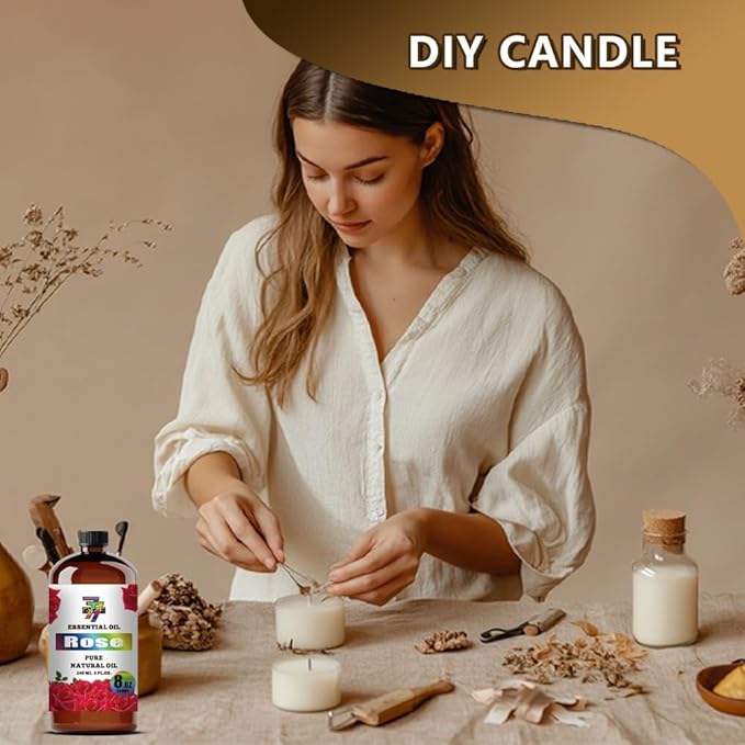 Rose Essential Oil (8 oz/240 ml) — Rose Oils for Aromatherapy, diffusers, humidifiers, Home fragrances, DIY Skin Care, Soap Making, DIY Candle, Yoga, and Meditation - Bloomnest
