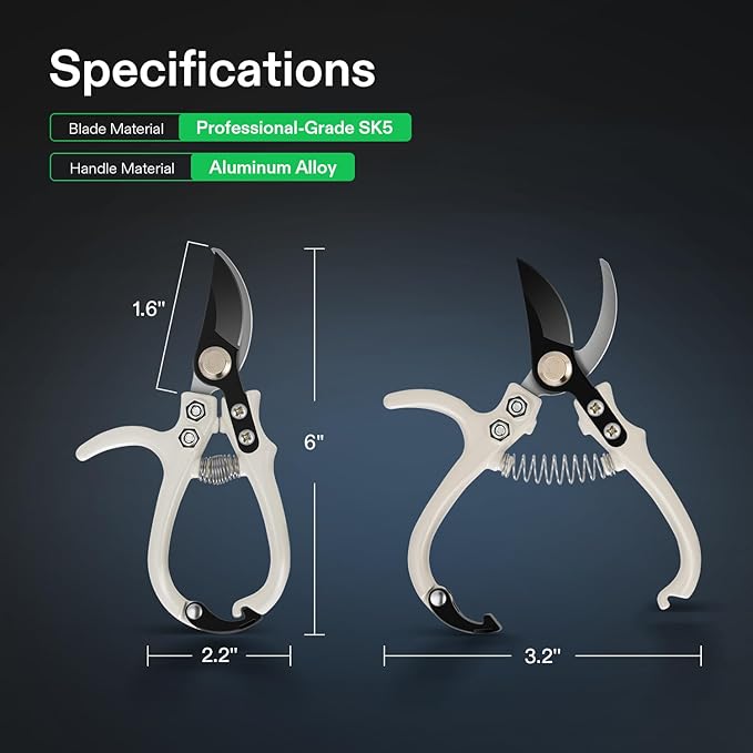 VIVOSUN Garden Shears, Lightweight Plant Pruners for Gardening, Bypass Pruning Shears for Cutting Flowers, Trimming Branches, Indoor Plant Shears, Stylish Q-Shaped Garden Tools for Women Men - Bloomnest