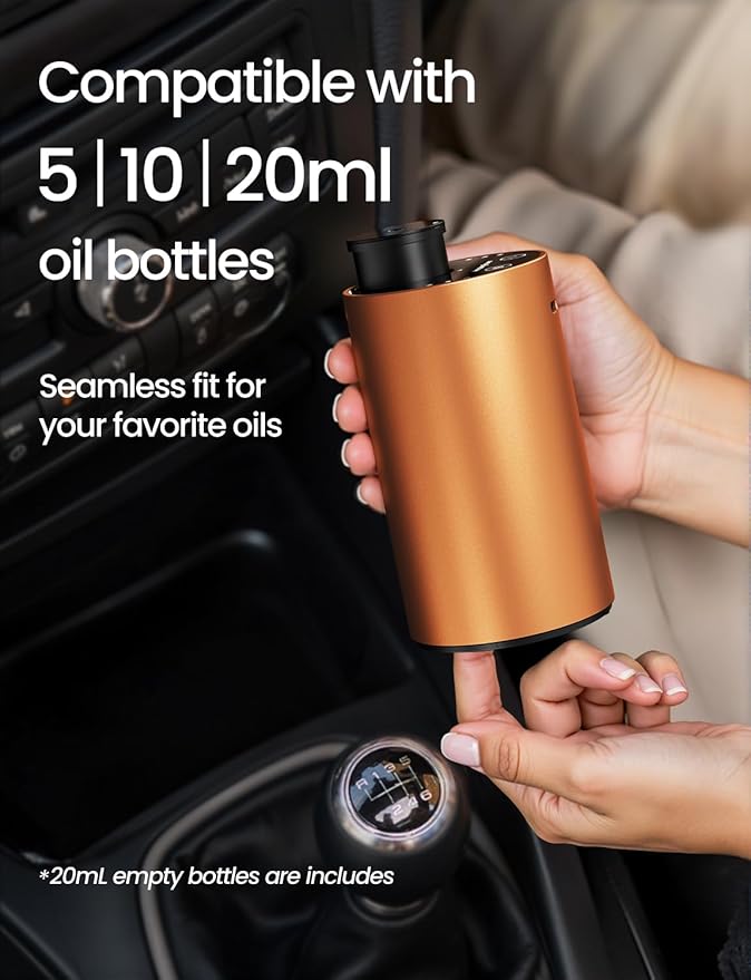 Waterless Essential Oil Diffuser, Rechargeable Scent Diffusers with 3 Mist Levels & Timers, Portable Aromatherapy Diffuser for Home Car Room Studio Office, Cosmic Orange - Bloomnest