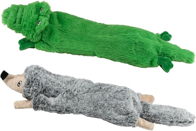 SHARLOVY Dog Squeaky Toys No Stuffing 2 Pack, Plush Crinkle Dog Toys for Large Breed, Durable Doggie Chew Cute Animals Puppy Toy for Teething - Bloomnest