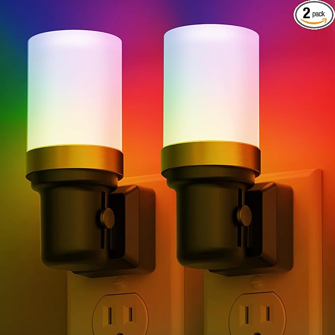 L LOHAS LED Night Lights Plug into Wall, RGB Color Changing Night Light with Auto On/Off Sensor, Ideal Gifts for Friends, Family, 2 Pack - Bloomnest
