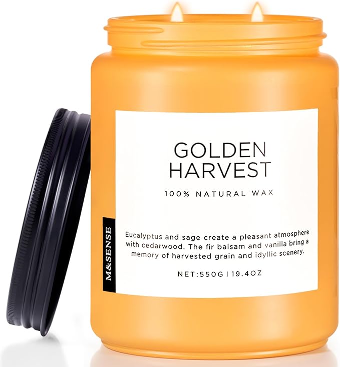 M&SENSE Fall Harvest Scented Candles, 19.4oz 110 Hours Large Natural Soy Long Lasting Slow Burning 2 Wick Scented Candle for Relaxing Stress Relief & Holiday - Bloomnest