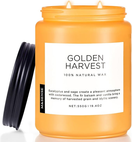 M&SENSE Fall Harvest Scented Candles, 19.4oz 110 Hours Large Natural Soy Long Lasting Slow Burning 2 Wick Scented Candle for Relaxing Stress Relief & Holiday - Bloomnest