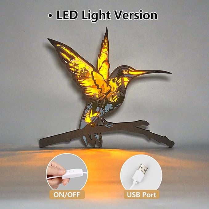 3D Wooden Animal Carving LED Night Light, Wood Carving Light, Modern Home Decoration, Decorative Tables, Cabinets, Living Rooms, Bedrooms, Offices, Farmhouses, Bookshelves, Perfect Holiday Gifts - Bloomnest