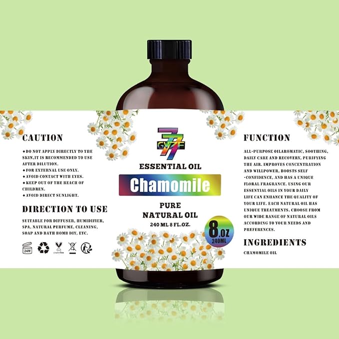 Chamomile Essential Oil (8 oz / 240 ml) – Chamomile Oils for diffusers, humidifiers, Home Baths, Cleaning Products, Yoga, DIY Soaps and DIY Scented Candles - Bloomnest